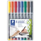 STAEDTLER Lumocolor 313 Permanent Universal Pens 0.4mm Assorted Colors Set of 8