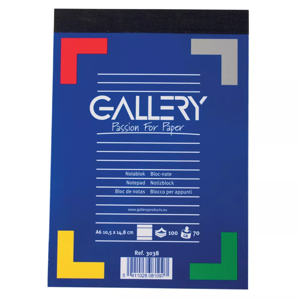 Gallery Notebook, A6, Lined, 70 gsm