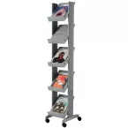 Paperflow Mobile Corner Compact Silver Brochure Stand