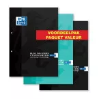 Oxford bloc de cours offre spécial de 3 pièces, couleurs assorties, ft A4, 100 feuilles, ligné