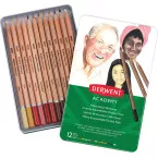 Derwent crayon aquarellable Academy , boîte métallique de 12 pièces en couleurs assorties