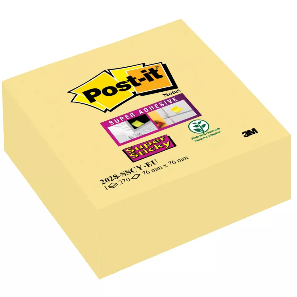 Post-it Super Sticky Notes Cube, 3 in...