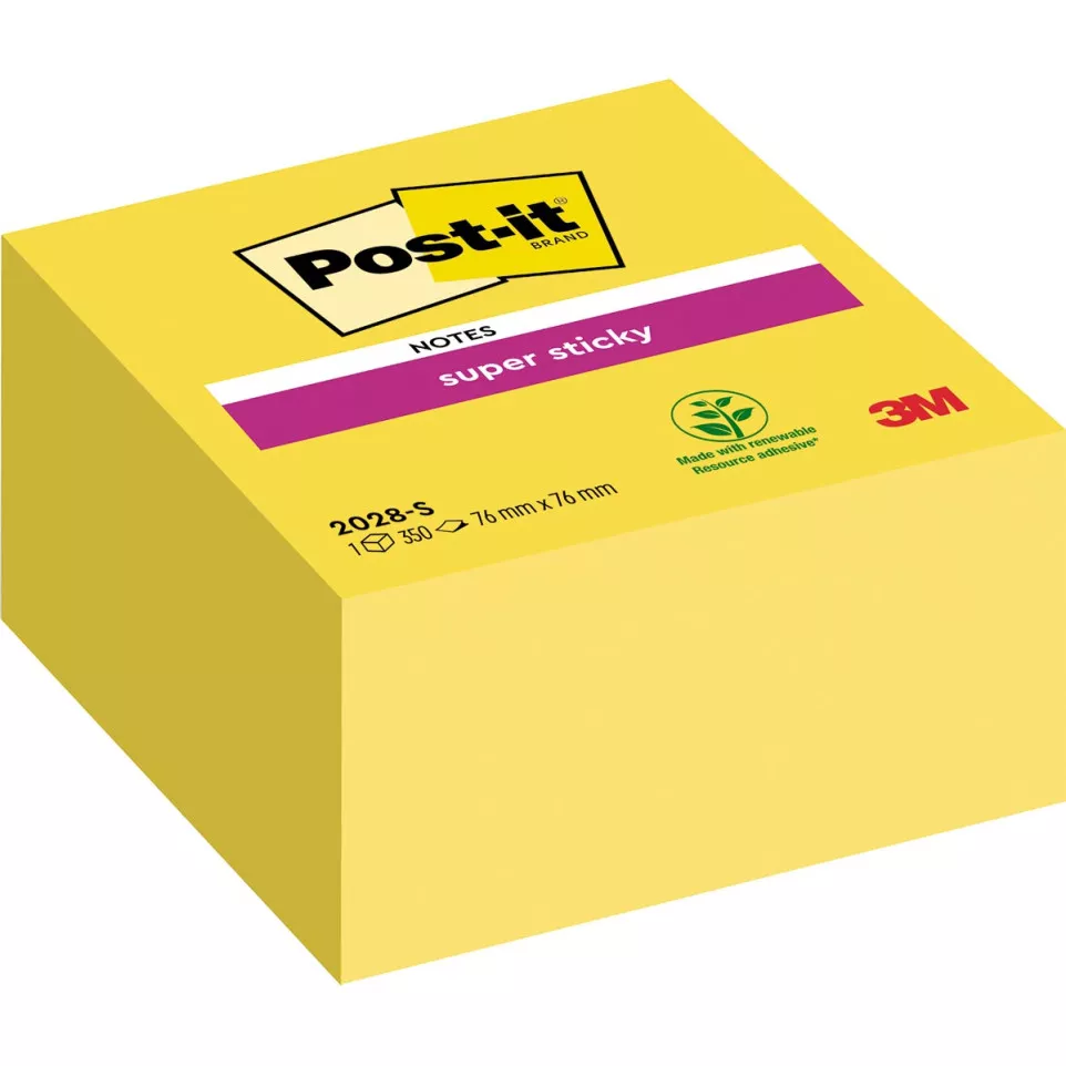 Post-it Super Sticky Notes Cube, 3 in...