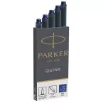 Parker Quink inktpatronen permanent blauw, doos met 5 stuks