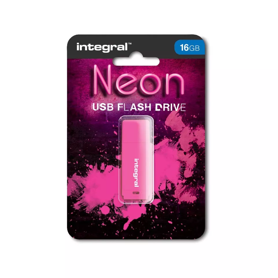 Integral Neon USB 2.0 stick, 16 GB, roze