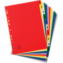 Exacompta intercalaires numérique pour ft A4, en PP 12/100e, 12 onglets en couleurs, index, blanc