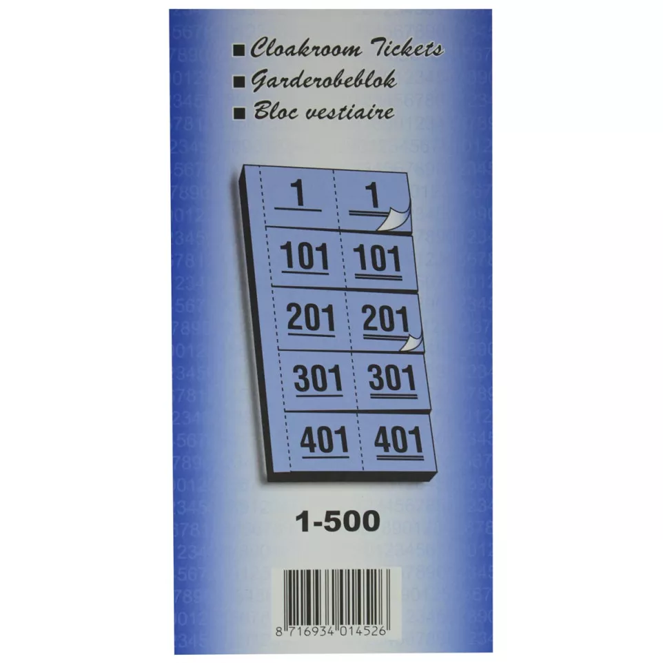 Garderobeblokken nummers van 1 t.e.m....