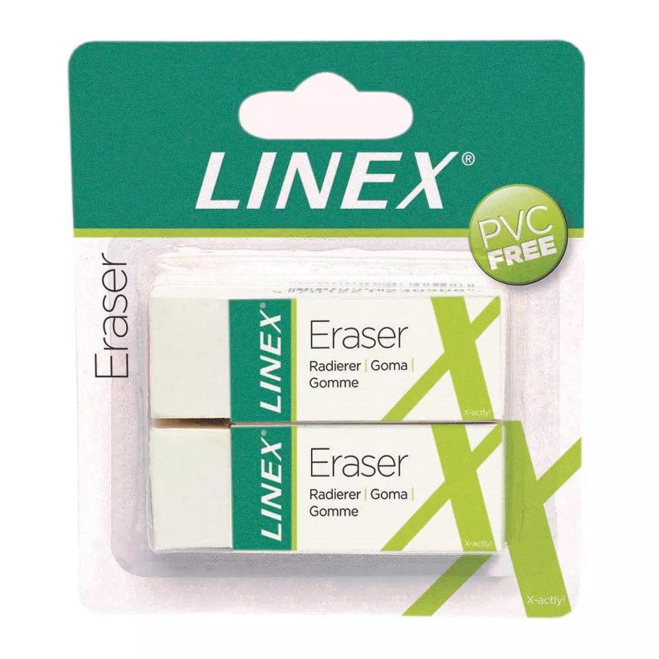 Linex gomme, blanc, blister de 2 pièces