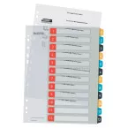 Leitz Cosy tabbladen, ft A4, 11-gaatsperforatie, PP, geassorteerde kleuren, set 1-12