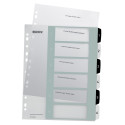 Leitz WOW Printable Dividers, 6 Tabs, Black and White