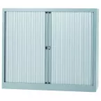 Bisley Office Furniture Tambour Cabinet, 103 x 120 x 43 cm (H x W x D), 2 Shelves, Silver