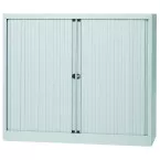 Bisley roldeurkast, ft 103 x 120 x 43 cm (h x b x d), 2 legborden, lichtgrijs