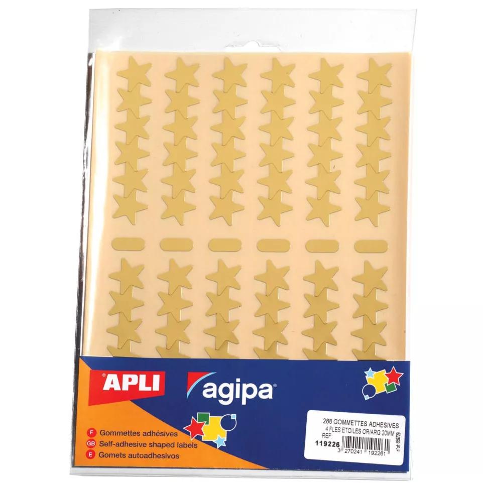 Agipa Metallic Star Stickers, Gold...