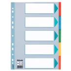 Esselte intercalaires, pour ft A4, en carton, 5 onglets, couleurs assorties