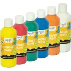 Creall Happy Finger Paint Set, 6 Bottles of 250 ml Assorted Colors