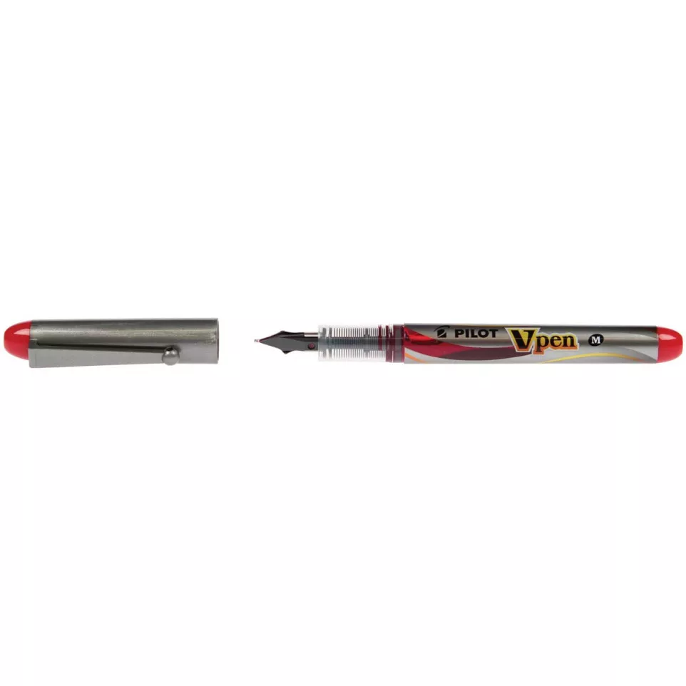 Pilot stylo plume V-Pen Silver, rouge