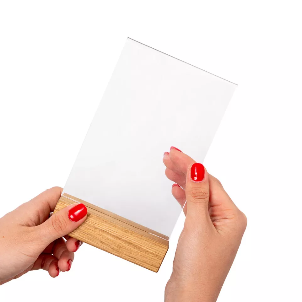 Wooden T Stand Menu Holder Portrait A4