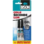 Bison secondelijm, tube van 3 g, blister van 2 stuks (1 + 1 GRATIS)