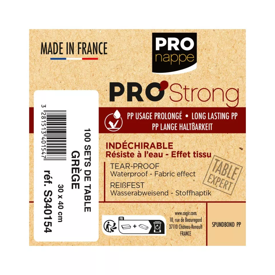 100 Placemats Spunbond 30x40 Greige-/...