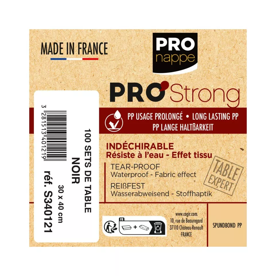 100 Placemats Spunbond 30x40 Zwart-/ St.
