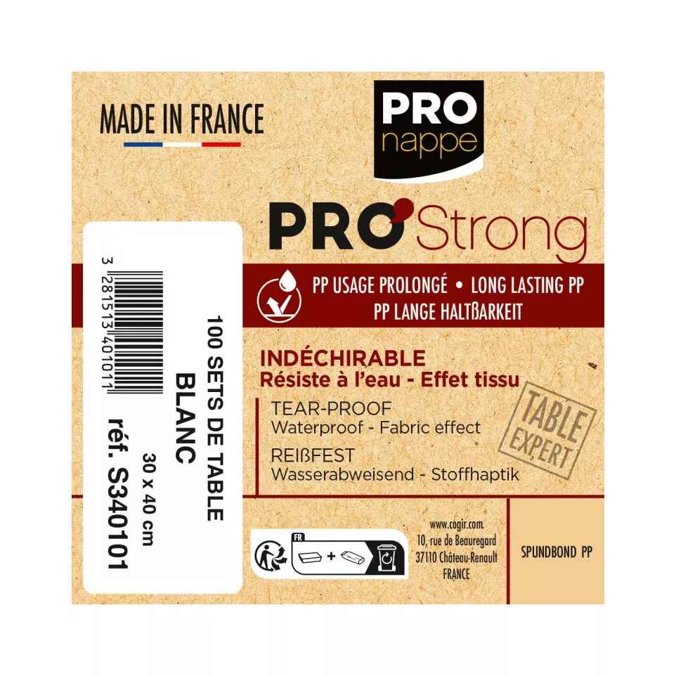 100 Placemats Spunbond 30x40 Wit-/ St.