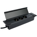 Flat-Box 3 prises+2 USB (A+C) noir câble+prise 1,8m / pce