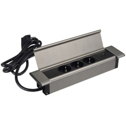 Flat-Box 3 prises+2 USB (A+C) inox look câble 1,8m / pce