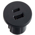 Chargeur  USB A+C 12V DC 2 x 1,05A a encastrer noir / pce