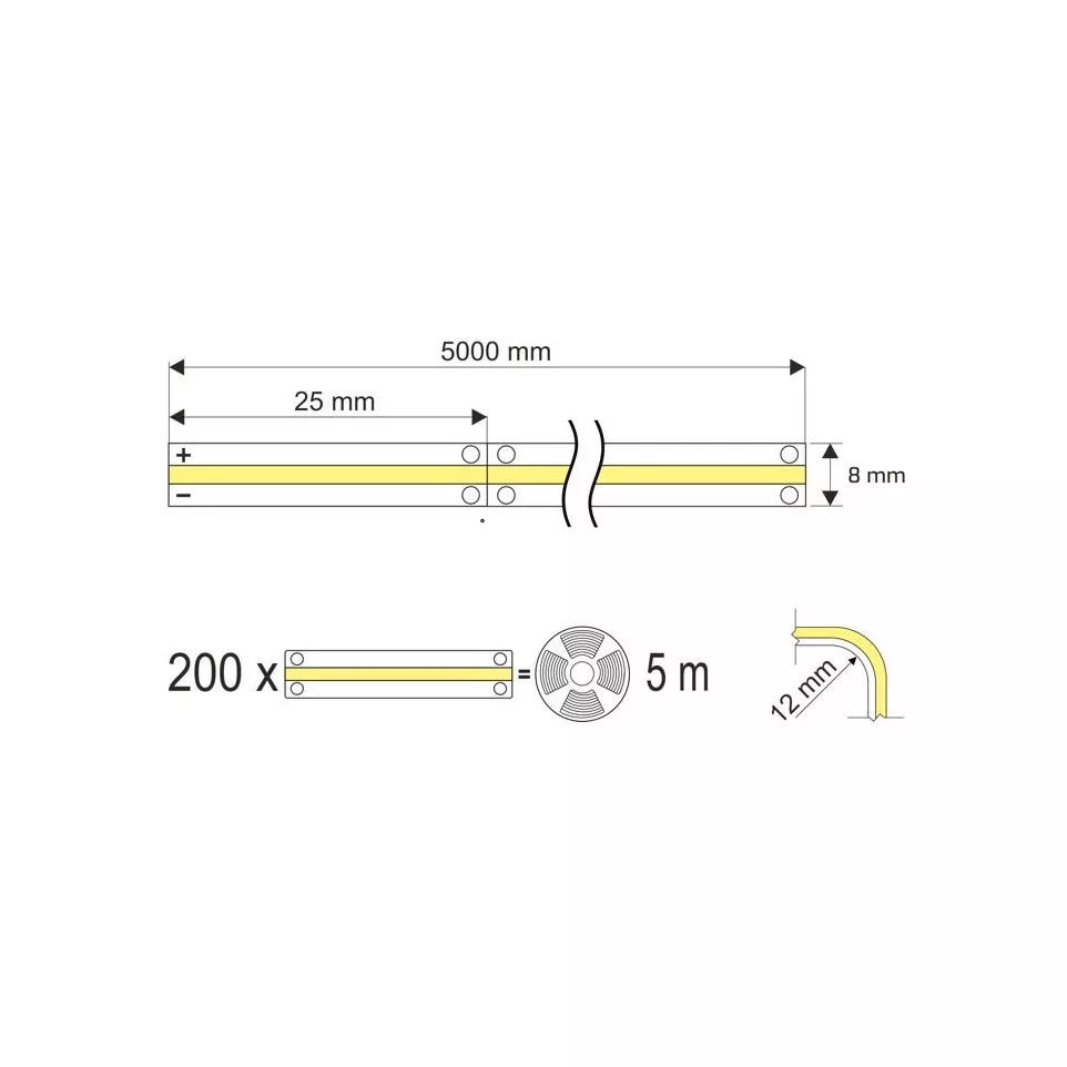 LED COB SOFT 5mx8mm 12V bl.fr. 6000K...