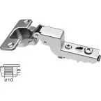 Charnière Stylish 110° nickelée à enfoncer (Ø10x10mm), avec amortissement et avec fermeture automatique, pour porte rentrante / 