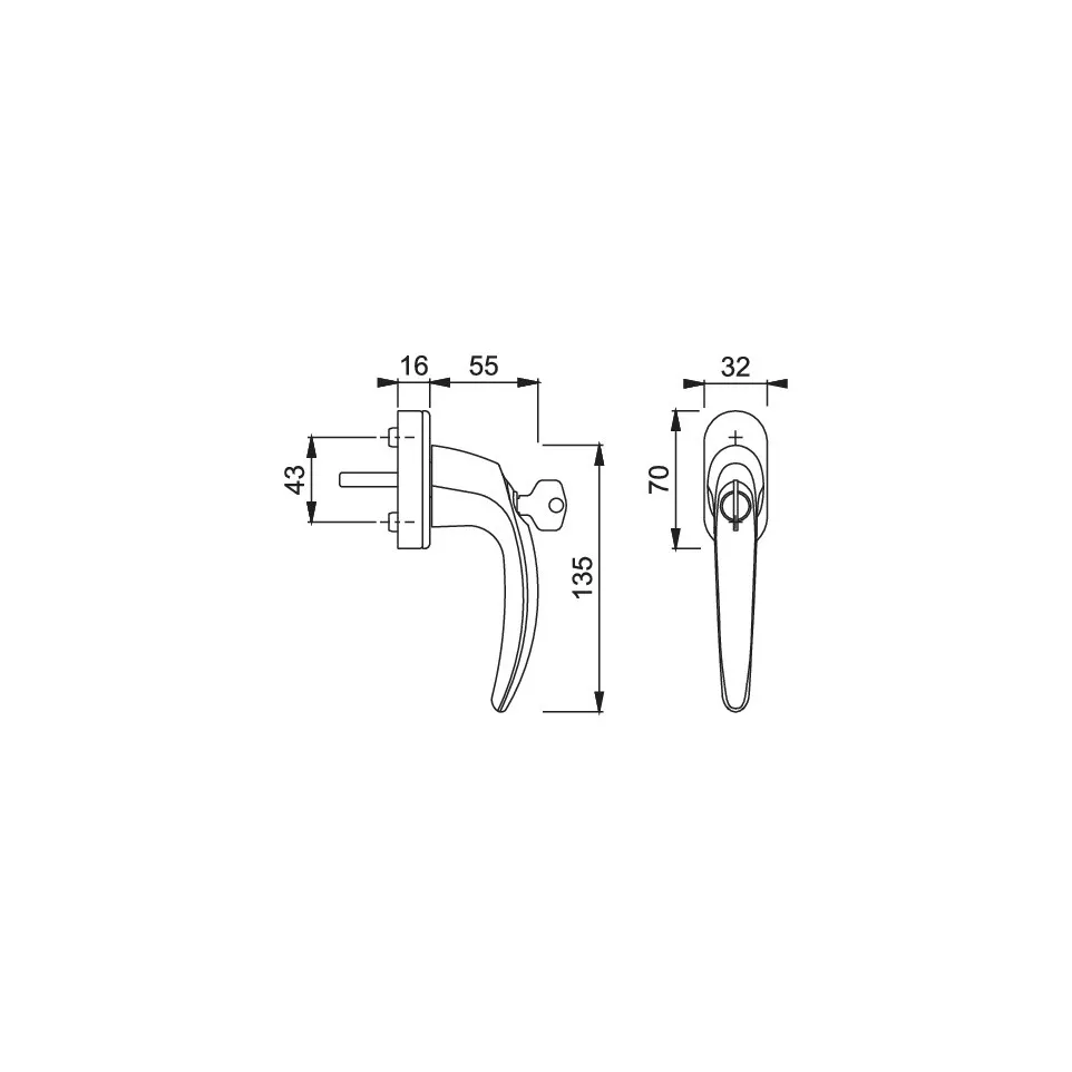 Poignée Hoppe Atlanta à clé...