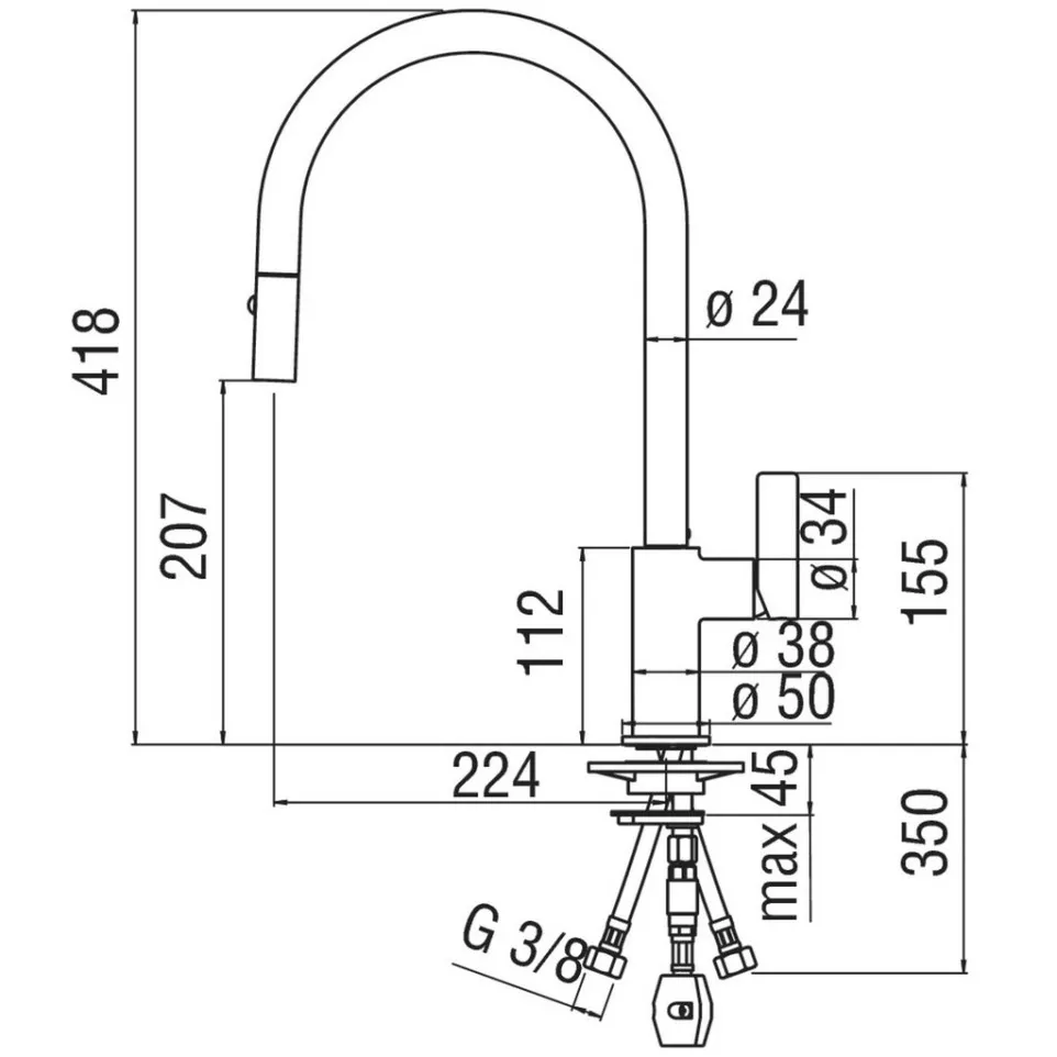 Nobili gooseneck kitchen faucet with...