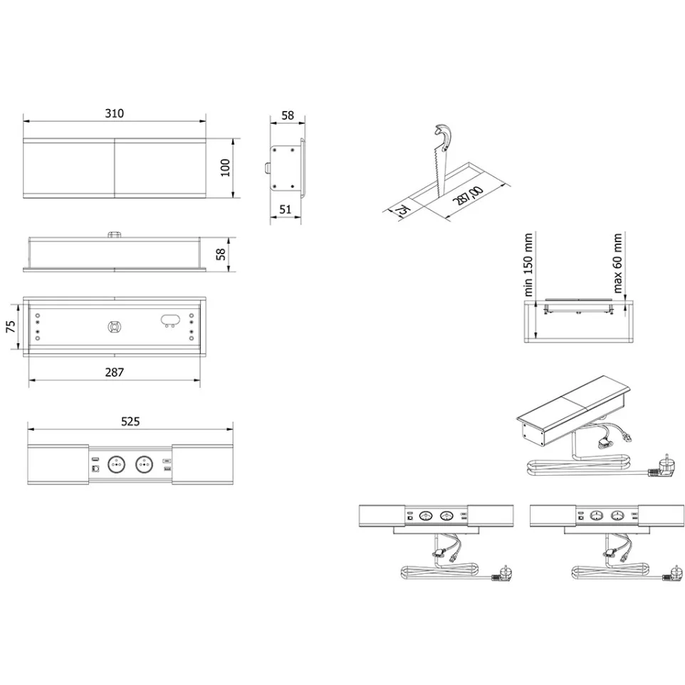 Prestino Combibox Pop-Up Socket 2...