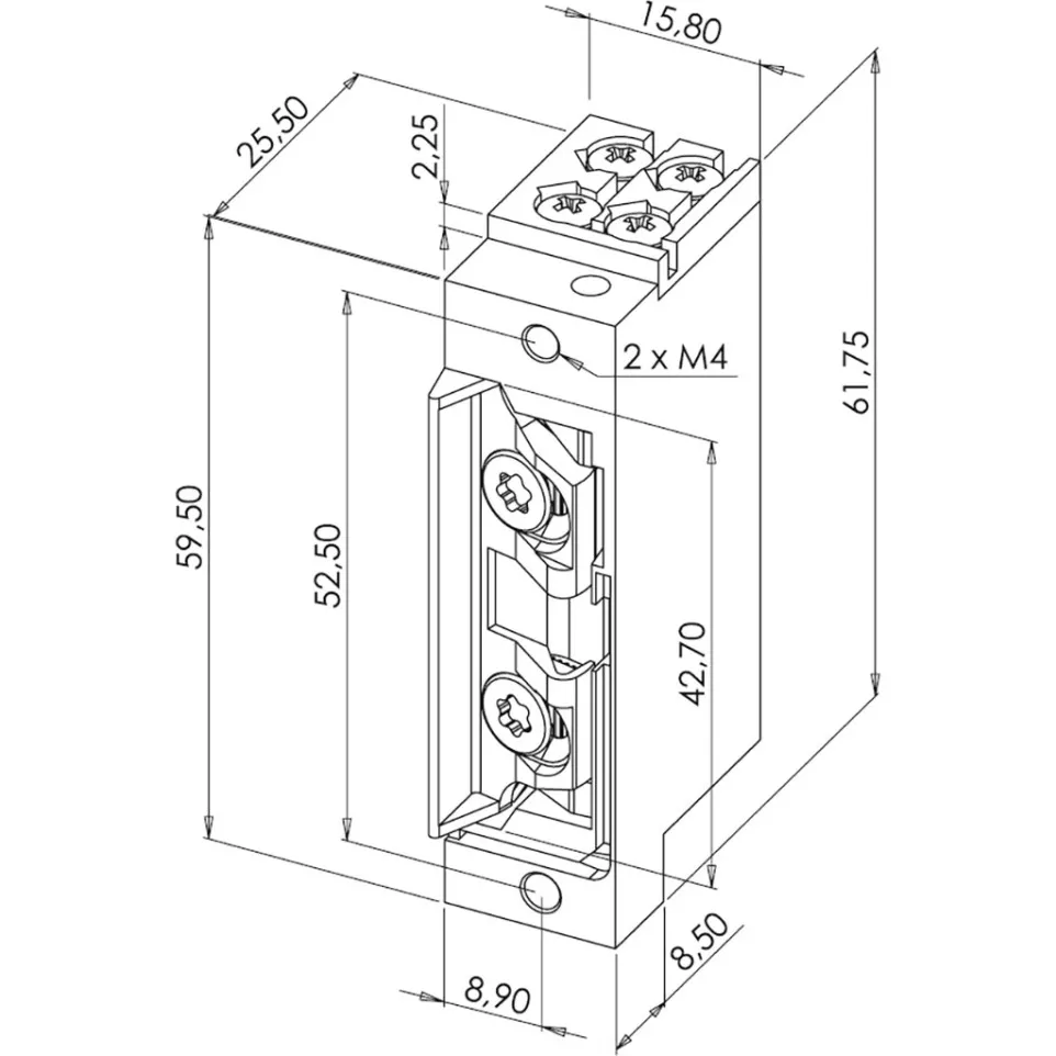 Gâche électrique étroite à boîtier...