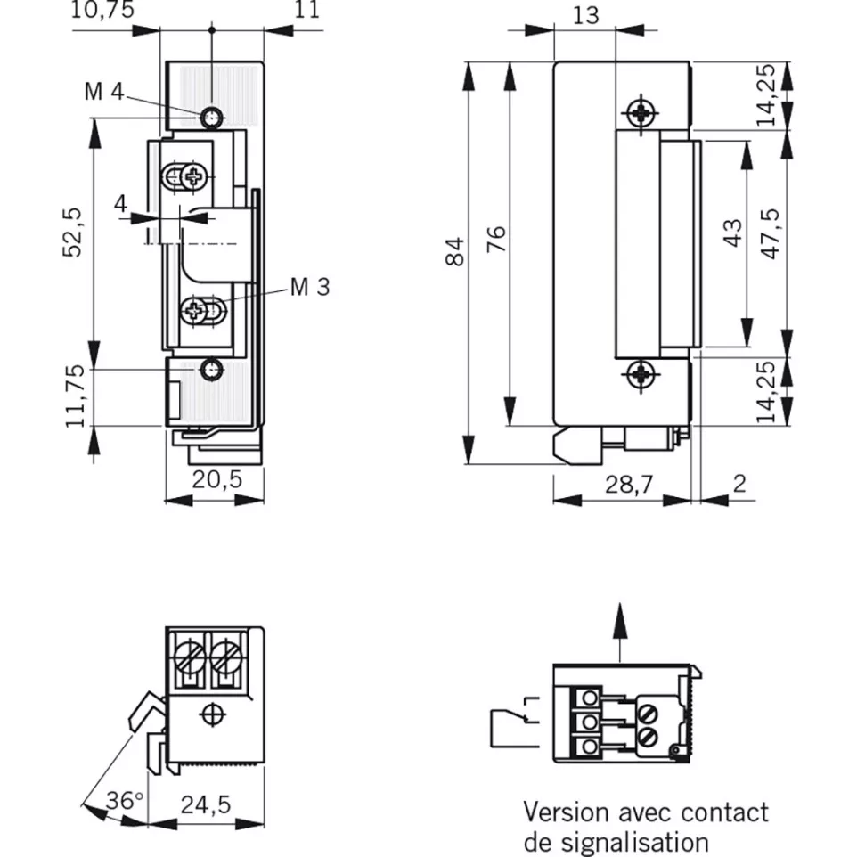 Gâche électrique à boîtier symétrique...