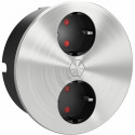 Round Recessed Pop-Up Power Strip Duplex Ø118mm 2 Outlets Brushed Stainless Steel per piece