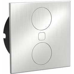 Square Retractable Power Strip Duplex 118x118mm 2 Outlets Brushed Stainless Steel per piece