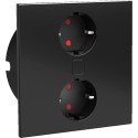 Square Recessed Power Strip Duplex 118x118mm 2 Outlets Matte Black per piece