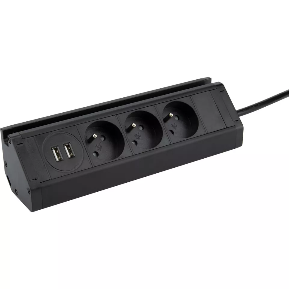 Mount Power Strip 3 Outlets + 2 USB A...
