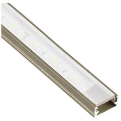 Profil Led appliquer Line mini 14x7mm alu inox look + cover opal / 2m
