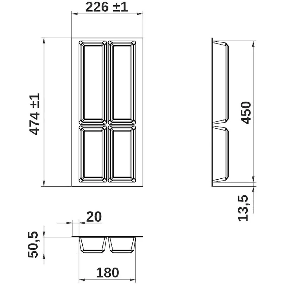 Orga-Box Slim 30cm lava grijs / pce