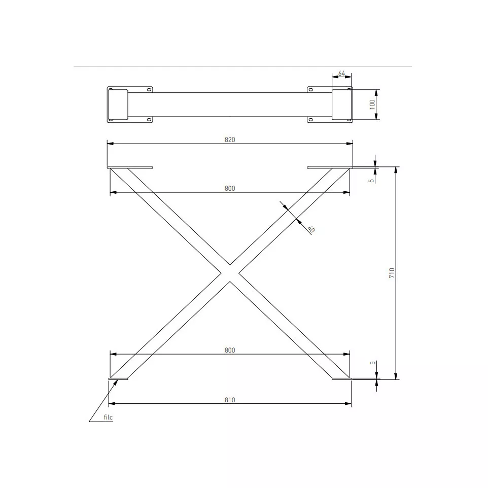 Industria X-Shape Table Leg 80x40mm...