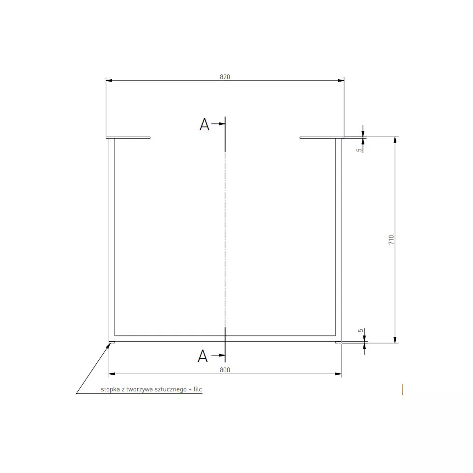 Industria U-Shaped Table Leg 80x20mm...