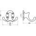 Dubbele kapstokhaak 28 in natuurlijk aluminium F1 / pce