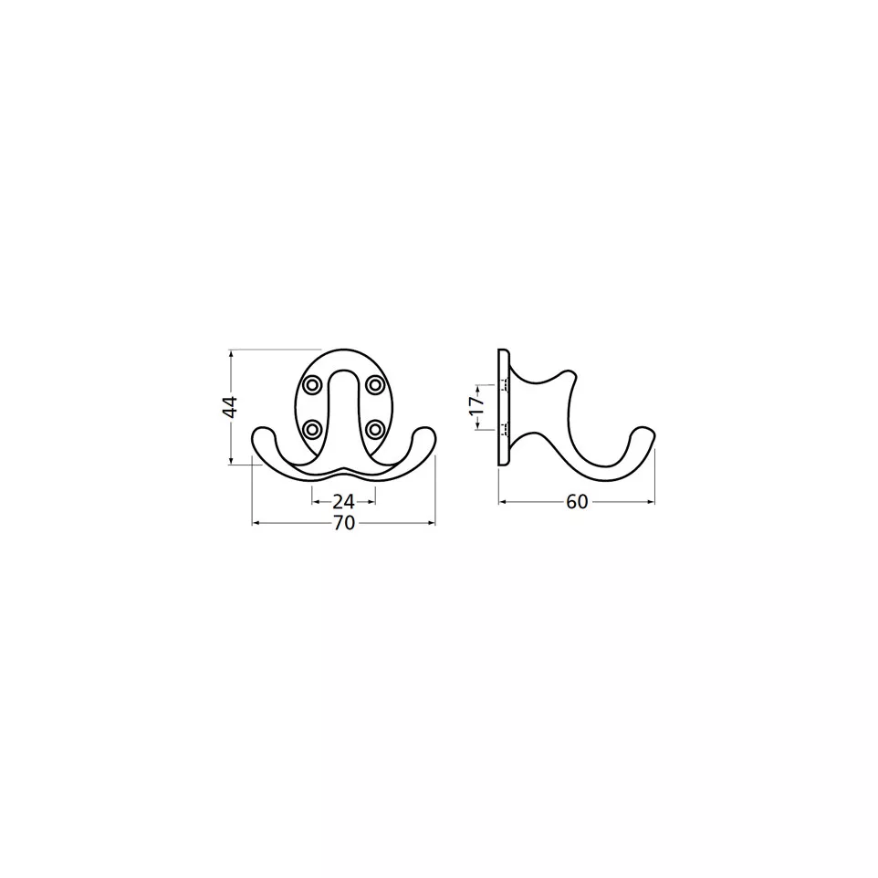 Dubbele kapstokhaak 28 in natuurlijk...