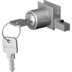 Verchroomd push-turn veiligheidsslot met verwisselbare binnencilinder en 2 omkeerbare platte sleutels voor beglazing tot 8 mm di