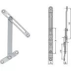 Compas 907/21 en aluminium pour jeu 21 à 22,5mm et largeur 16mm minimum de châssis tombant PVC longueur 100mm F1 / pce