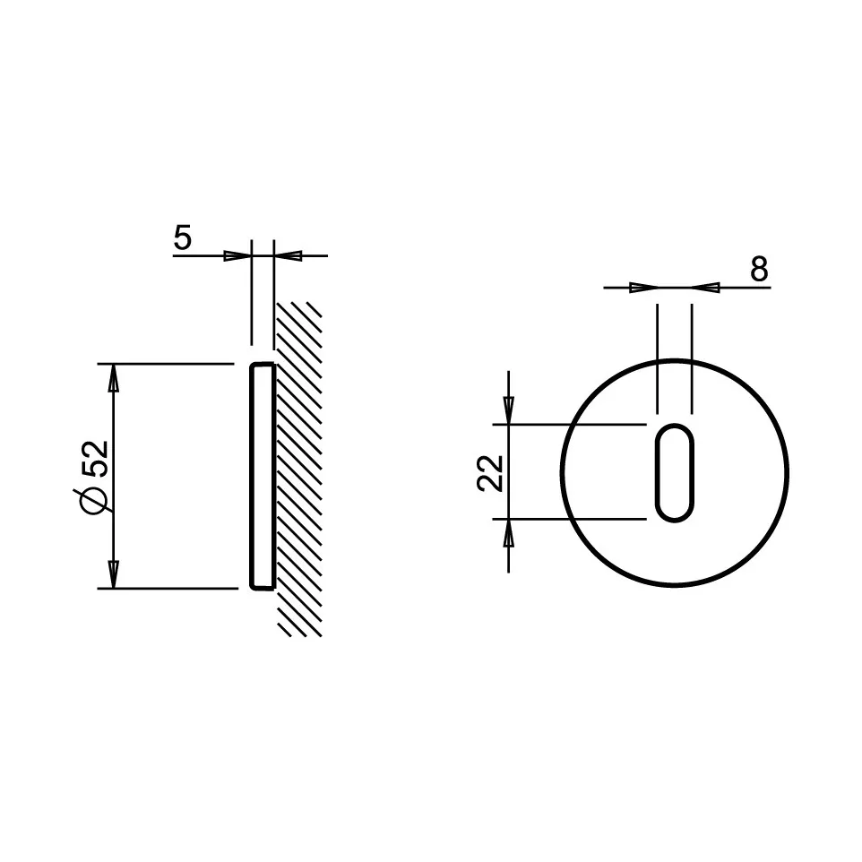 Paar ronde sleutelrozettenØ52x5mm...