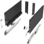 Ladezijde kit antraciet hoogte 199mm + Softclose glijders diepte 300mm max.40kg Slim / pce