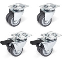 Double Rubber Casters 50mm Set of 4